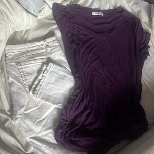 Woman’s capris and long purple T. Comfy. :-)